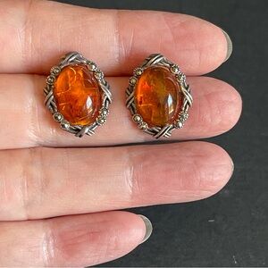 925 s silver genuine Amber Women's Earrings